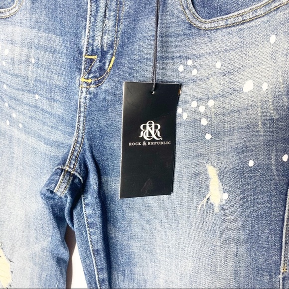 ROCK & REPUBLIC Distressed Indee Crop Jeans 6 NWT - Picture 5 of 9